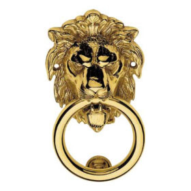Door knocker LION, polished brass