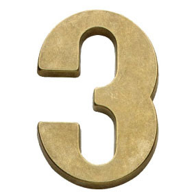 Number 3, antique brass