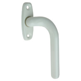 Curved window handle on plate 502 White right