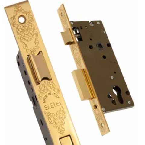 Lock case 2260A ARABIC BB 90/50 + straight striker 357 polished brass